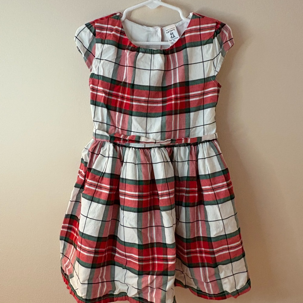 Carter’s Red and Green Plaid Kids Dress Girls Size 4T